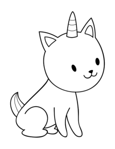 Cute Cartoon Caticorn 3 Cat Kids Coloring Pages Pdf, Free Vectors File